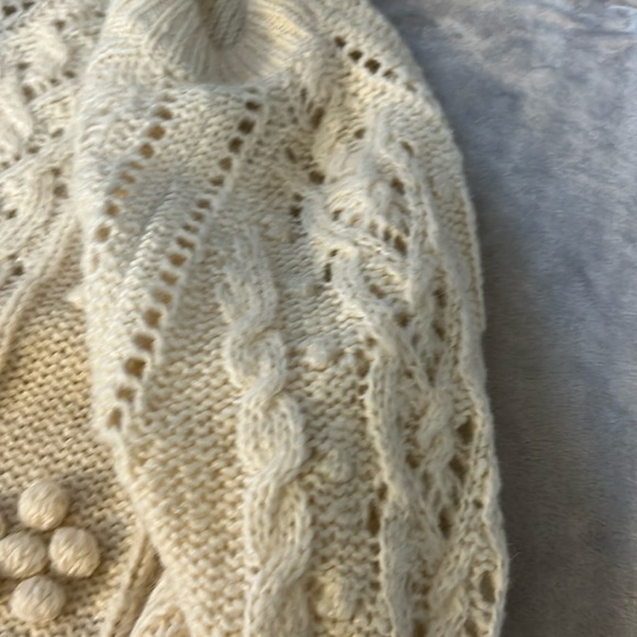 J crew cable knit pointelle sweater with popcorn flowers - Picture 2 of 5
